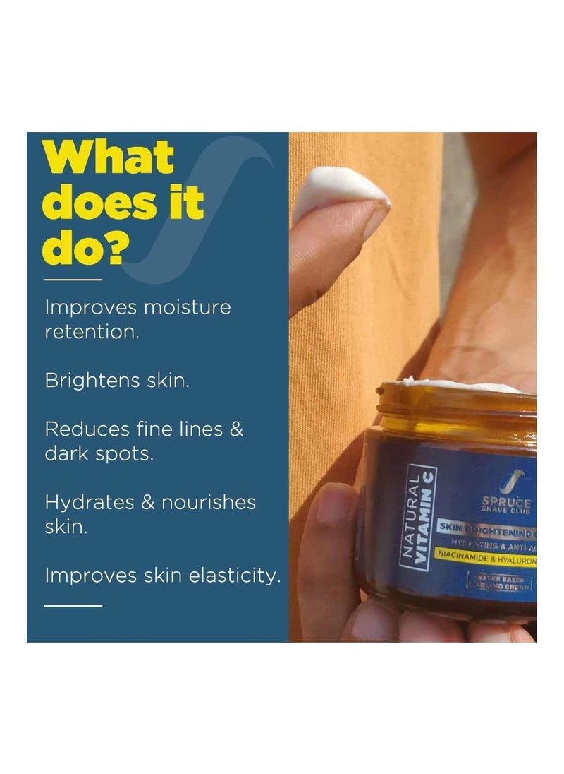 Spruce Shave Club - Vitamin C Skin Brightening Cream For Men And Women With 1% Hyaluronic Acid Skin Brightening And Anti Ageing Cream For Fine Lines Wrinkles And Dark Spot Removal 50gm - Image 1
