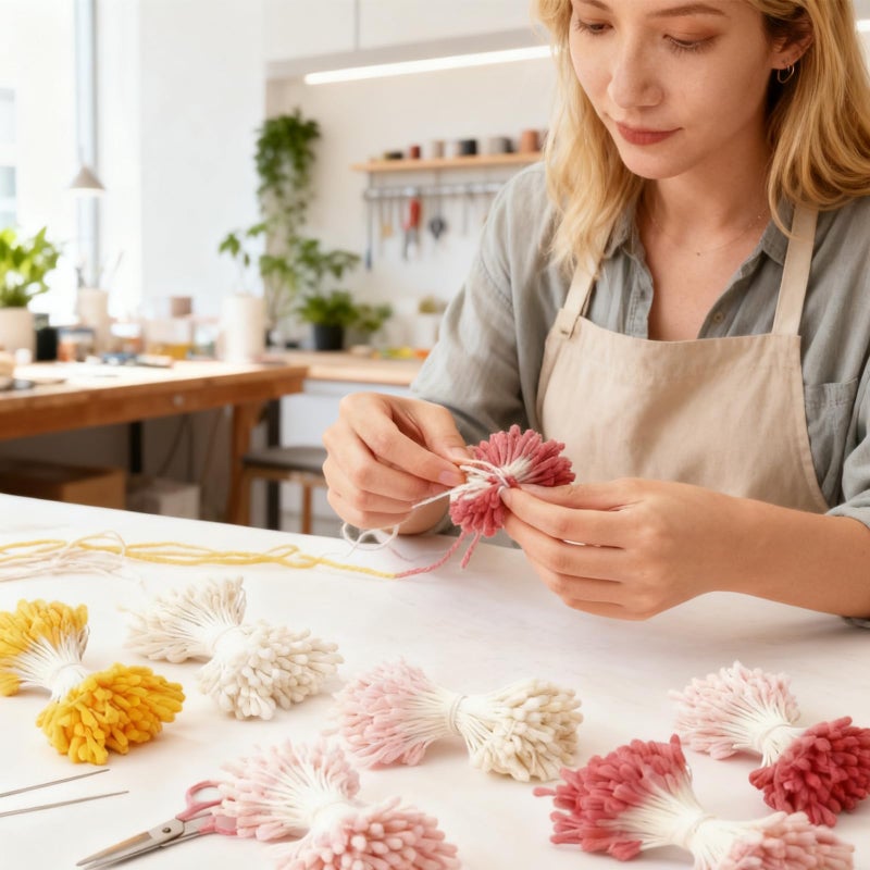 Pretwad 2000 Pcs Assorted 5 Color Pearl Double Heads Handmade Flower Stamens - 2 mm Artificial Pearlized Floral Pollens Stamen, Handmade Artificial Pistil for Flower Making, Wedding Bouquets, Scrapbooking - Image 3