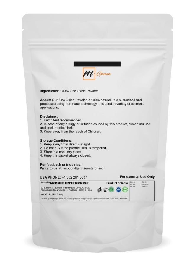 mGanna 100 Natural Zinc Oxide Powder NonNano Uncoated Particles 022 LBS 100 GMS - Image 4