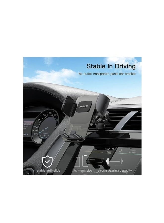 Yesido C163 Transparent Air Vent Car Phone Holder – Universal Clip Mount, Strong Grip, 360° Rotation, Scratch-Resistant Clear Design - Image 4