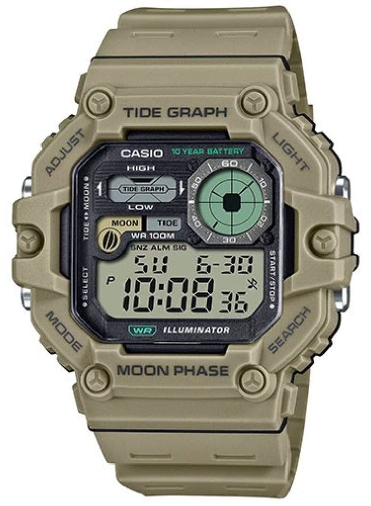 CASIO ساعة كاسيو القياسية الرقمية الرسم البياني القمر المرحلة الراتنج حزام الكوارتز WS-1700H-5AV للرجال - Image 1