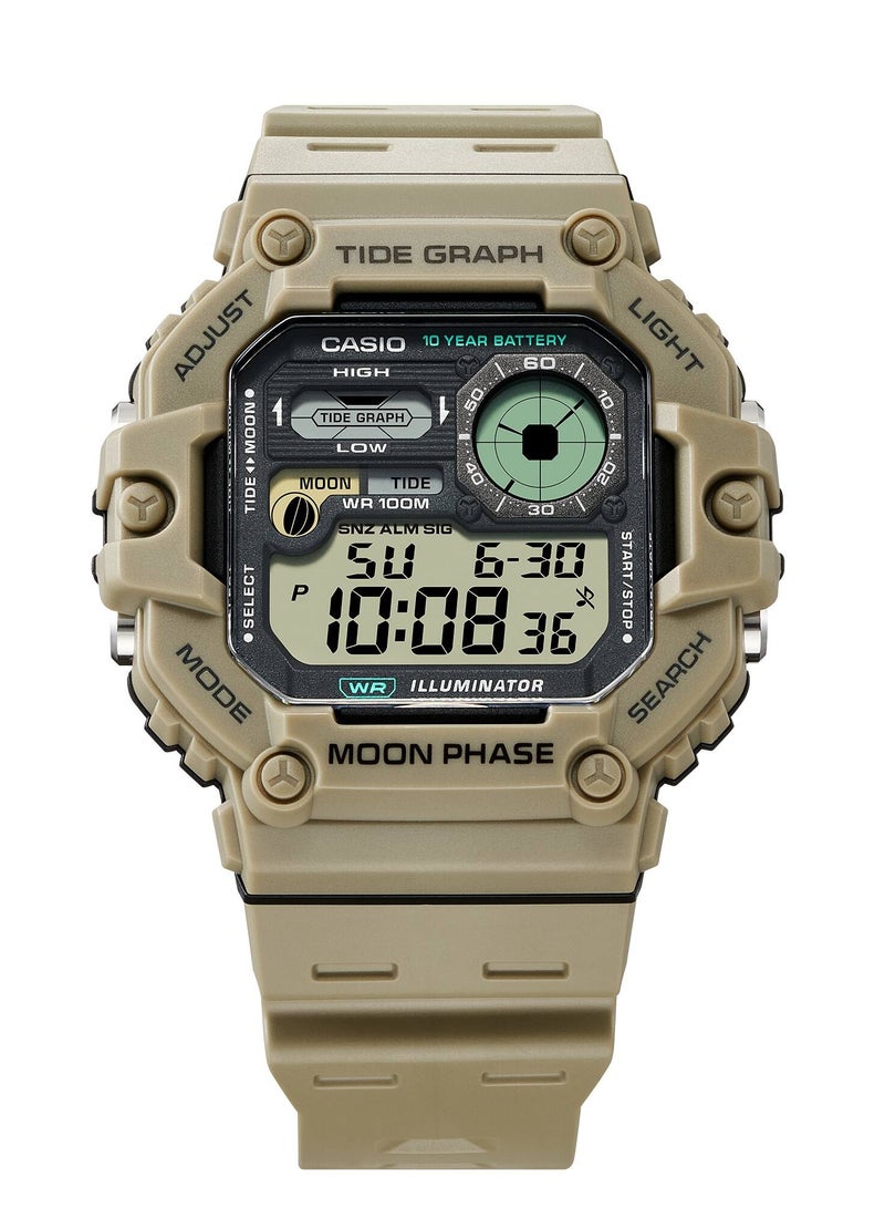 CASIO ساعة كاسيو القياسية الرقمية الرسم البياني القمر المرحلة الراتنج حزام الكوارتز WS-1700H-5AV للرجال - Image 2