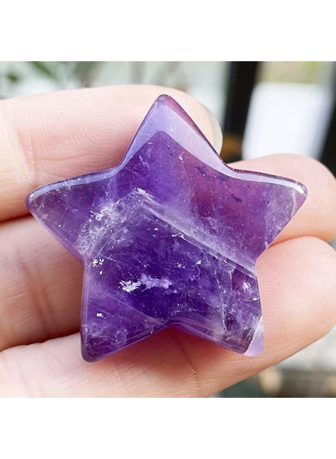 Fekuar Moss Agate Crystal Star Chakra Stones for Reiki Healing Yoga Balance Meditation Polished Mini Pocket Palm Stone 1 Inch (30mm) - Image 2