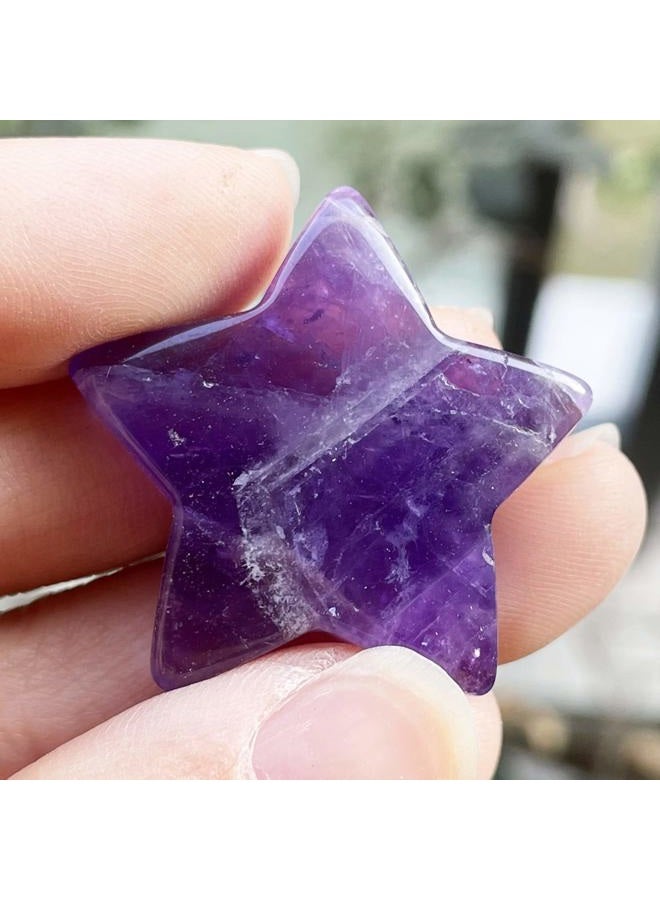 Fekuar Moss Agate Crystal Star Chakra Stones for Reiki Healing Yoga Balance Meditation Polished Mini Pocket Palm Stone 1 Inch (30mm) - Image 3