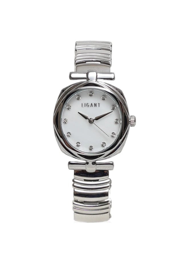 LIGANT Luxury Women's Stainless Steel Watch in Silver - Elegant Modern Design - Rust Resistant Metallic Wristwatch for Events & Daily Wear - Image 1