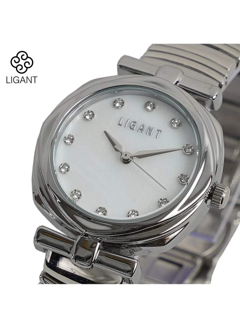 LIGANT Luxury Women's Stainless Steel Watch in Silver - Elegant Modern Design - Rust Resistant Metallic Wristwatch for Events & Daily Wear - Image 2