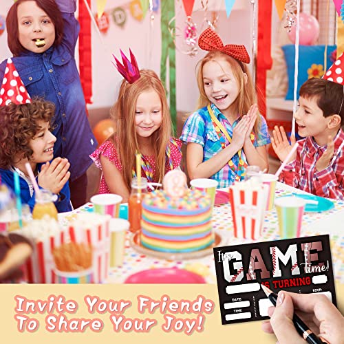 DETIHO 4" x 6" Football and Baseball Theme Birthday Party Invitation Cards With Envelopes - It's Game Time - All Star Sports Invitation - 20 Sets - E01 - Image 3