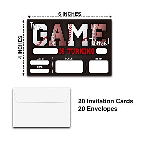 DETIHO 4" x 6" Football and Baseball Theme Birthday Party Invitation Cards With Envelopes - It's Game Time - All Star Sports Invitation - 20 Sets - E01 - Image 2