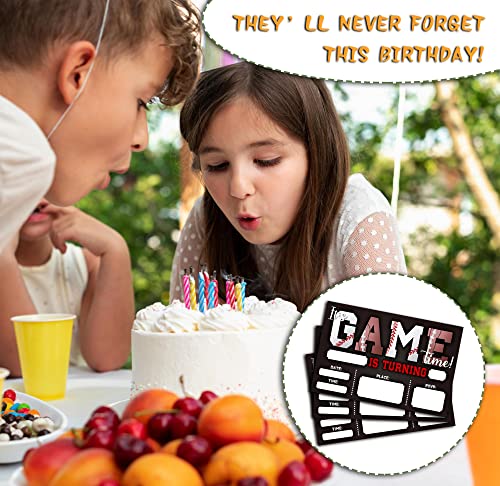 DETIHO 4" x 6" Football and Baseball Theme Birthday Party Invitation Cards With Envelopes - It's Game Time - All Star Sports Invitation - 20 Sets - E01 - Image 5