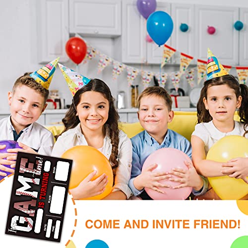 DETIHO 4" x 6" Football and Baseball Theme Birthday Party Invitation Cards With Envelopes - It's Game Time - All Star Sports Invitation - 20 Sets - E01 - Image 4