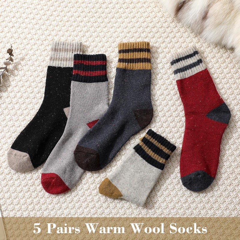 Pleneal Wool Socks for Women - Womens Winter Warm Wool Sock Men Cozy Knit Boots Socks for Women - Image 4