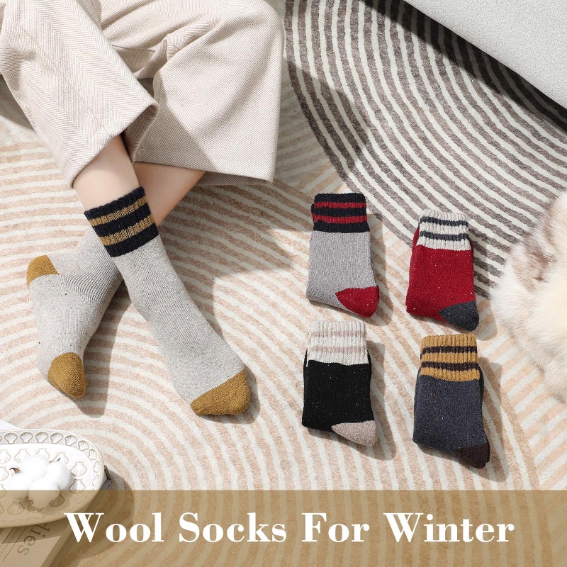 Pleneal Wool Socks for Women - Womens Winter Warm Wool Sock Men Cozy Knit Boots Socks for Women - Image 2