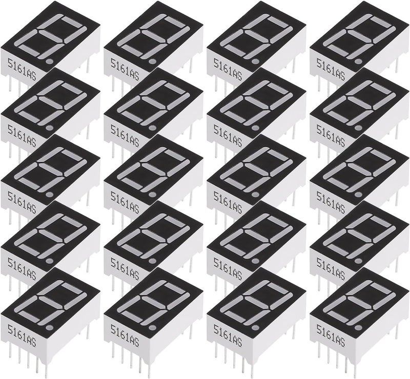 وحدة عرض LED مقطعية Kisangel 20 قطعة بحجم 0.5 بوصة بلون أحمر، مع هيكل بلاستيكي وسبائكي، خصائص مستقرة وموثوقية عالية لتطبيقات الأنابيب الرقمية الصناعية - Image 1