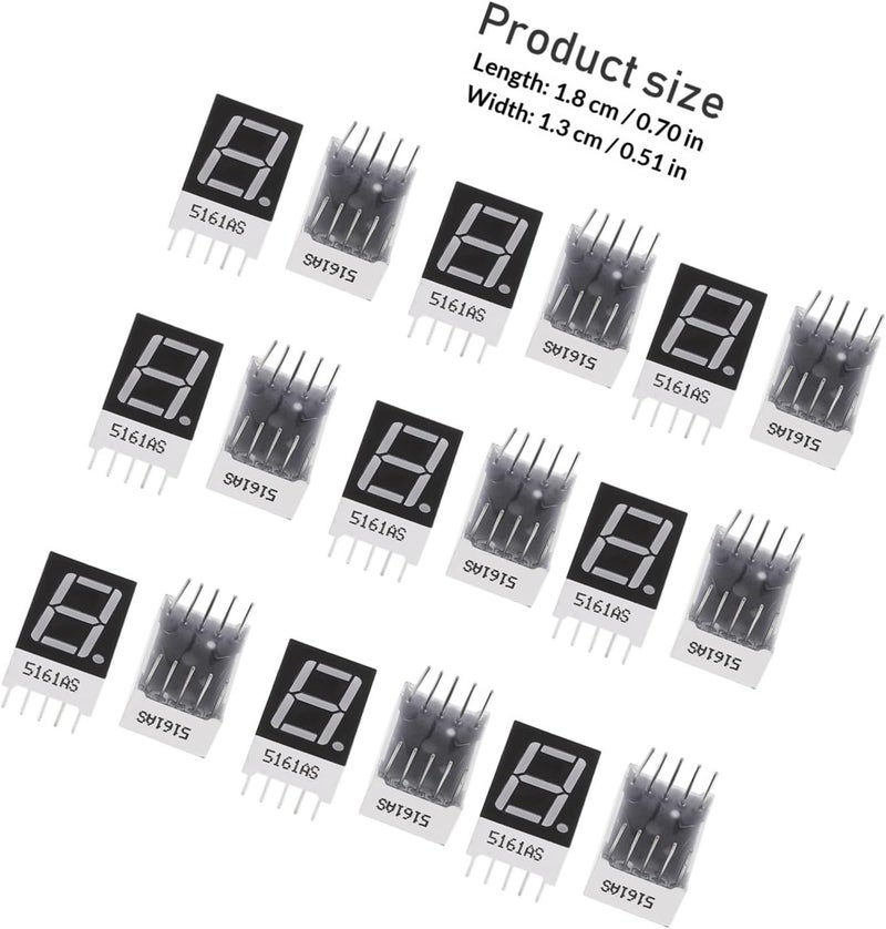وحدة عرض LED مقطعية Kisangel 20 قطعة بحجم 0.5 بوصة بلون أحمر، مع هيكل بلاستيكي وسبائكي، خصائص مستقرة وموثوقية عالية لتطبيقات الأنابيب الرقمية الصناعية - Image 2
