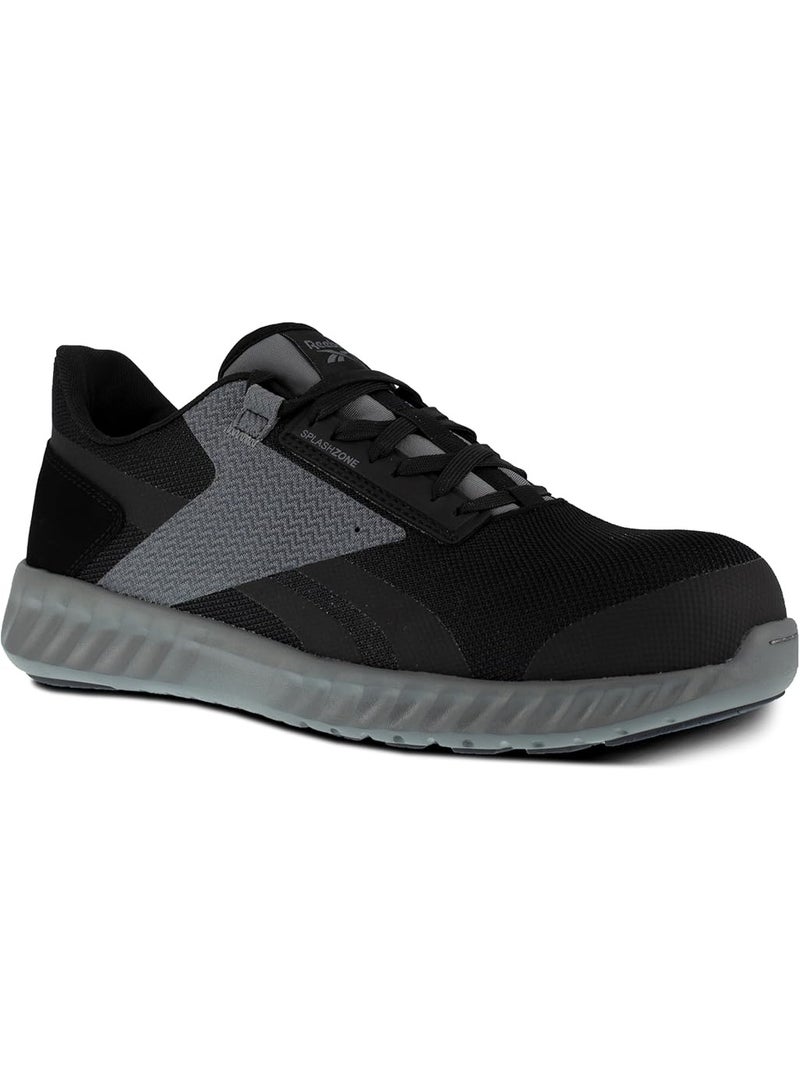 Reebok Work حذاء سلامة للرجال بمقدمة مركبة مقاوم للانزلاق قابل للتهوية وخفيف للعمل RB4020 Sublite Legend أسود رمادي - Image 1