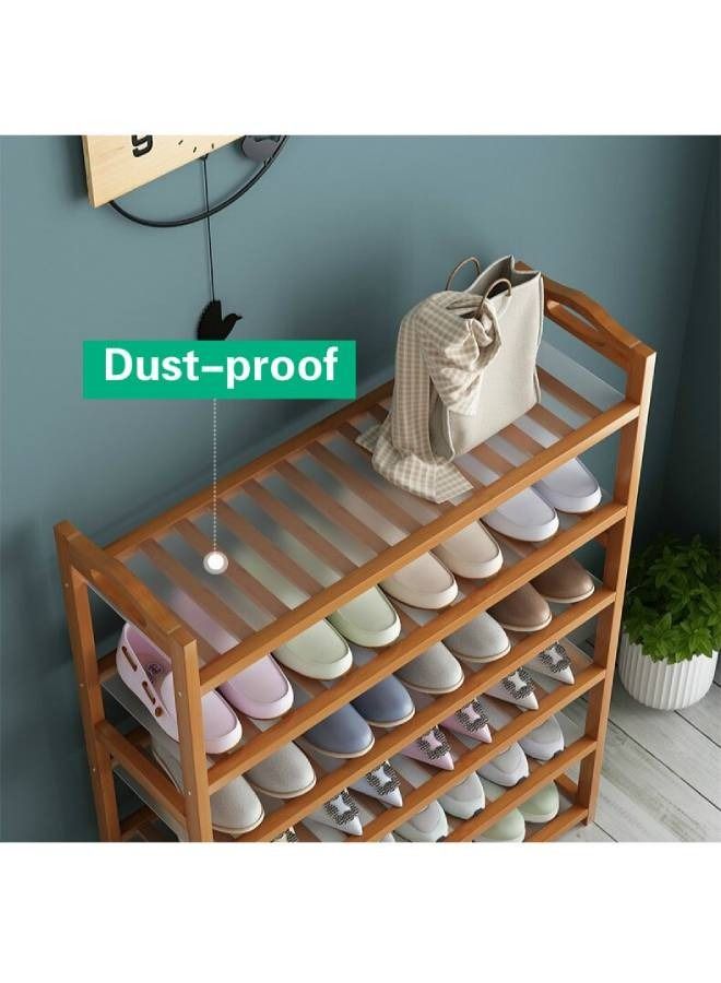 fashionhome 4 Tiers Multipurpose Bamboo Shoe Rack Shoe Organizer Shelf Storage Rack Display Stand for Entryway and Living Room Home Office Furniture 60x25x63 cm  - Image 5