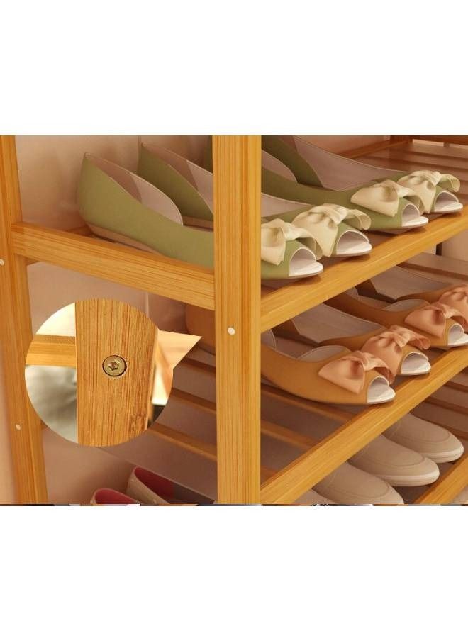 fashionhome 4 Tiers Multipurpose Bamboo Shoe Rack Shoe Organizer Shelf Storage Rack Display Stand for Entryway and Living Room Home Office Furniture 60x25x63 cm  - Image 3