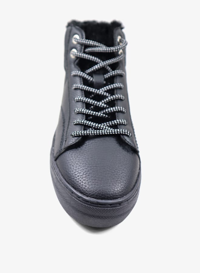 GAP Women's Panelled High Top Sneakers with Lace-Up Closure  - Image 4