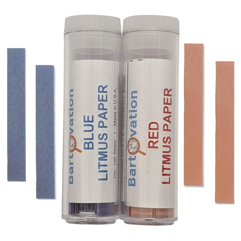Bartovation Red & Blue Litmus Paper Acid/Base Indicator Strips Combo Pack with 200 Strips - Image 1