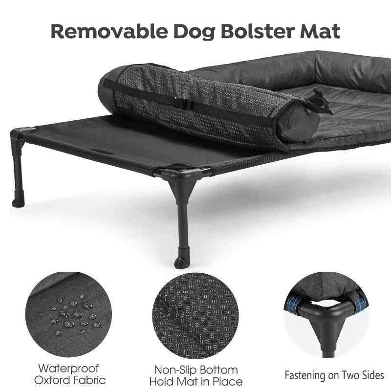Veehoo Cooling Elevated Dog Bed Add Removable Waterproof Bolster Cushion Mat, Raised Pet Cot with Breathable Teslin Mesh, No-Slip Feet, Dog Couch Bed for Indoor Outdoor, 42x30inches, Black, CWC2331B - Image 4