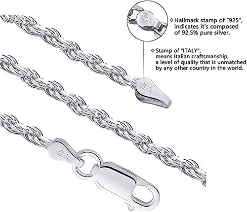 Savlano 925 Sterling Silver 6mm Solid Italian Rope Diamond Cut Twist Link Chain Necklace With a Gift Box For Men & Women - Made in Italy (18, 6mm) - Image 2