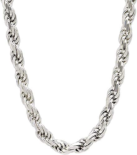 Savlano 925 Sterling Silver 6mm Solid Italian Rope Diamond Cut Twist Link Chain Necklace With a Gift Box For Men & Women - Made in Italy (18, 6mm) - Image 1