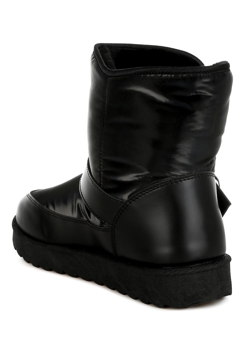 London Rag Buckle Strap Puffy Ankle Boots in Black  - Image 3