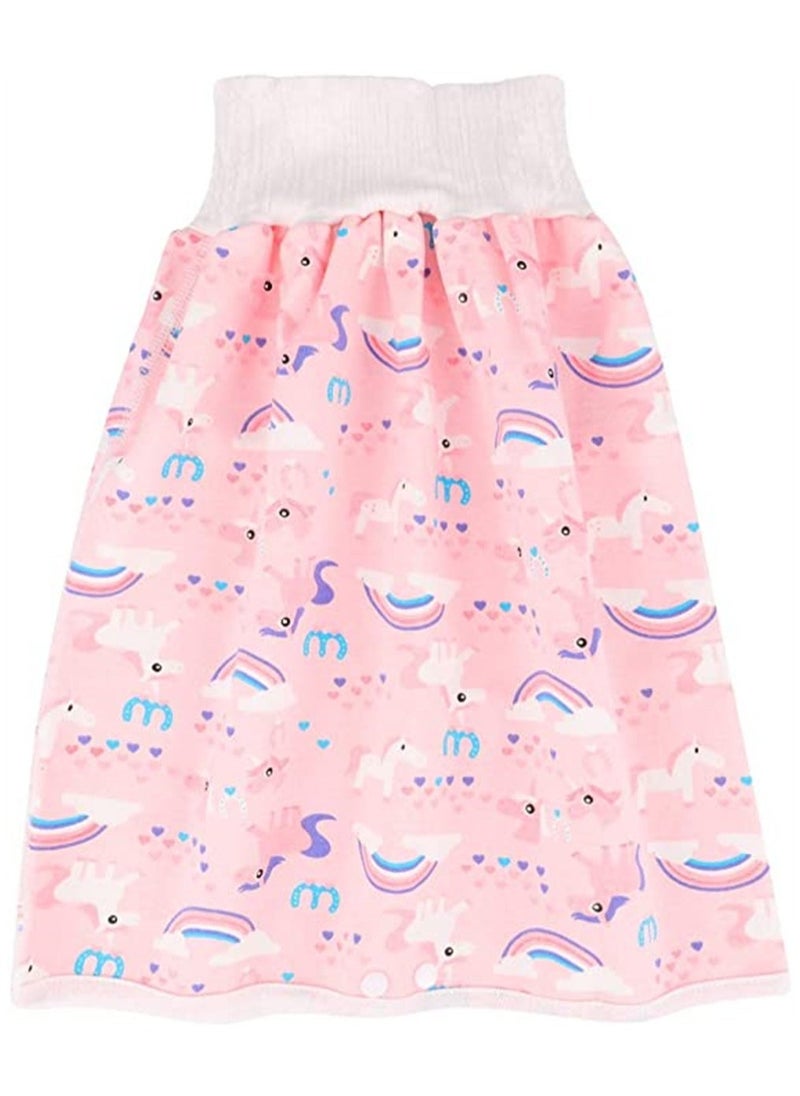 SYOSI Unicorn Diaper Skirt Short, 2 in 1 for Kids, Diaper Skirt Potty Training for Toddlers, Anti Bed-Wetting Washable Reusable Cotton Bamboo Fiber Waterproof Bed Clothes, for 0-4 Year Old Baby Girls Boys  - Image 1