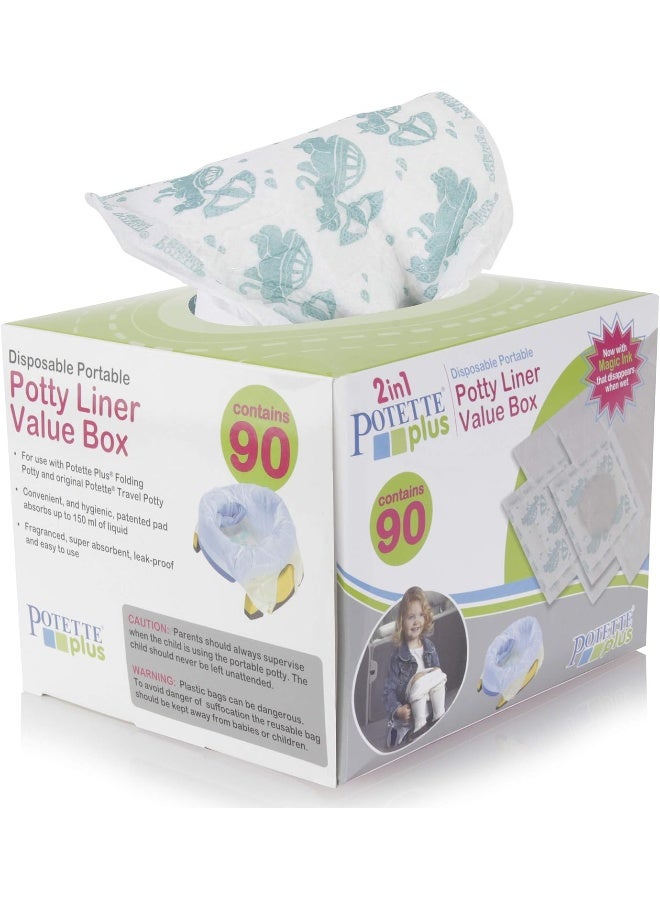 Kalencom Potette Plus Potty Seat Liners with Magic Disappearing Ink Value Box - 90 Liners - Image 1