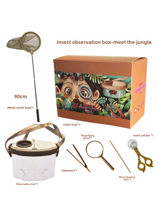 Children's Educational Outdoor Toy Large Magnifying Glass Insect Catcher Collector Caterpillar Observation Box Transparent-Color:Meet The Jungle (Limited Time Benefit) - Image 1
