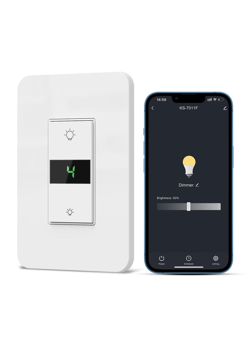 Generic - Smart Dimmer Switch 2024 New Model Digital Display Single Pole 3Way Dimmer Smart Switch Voice and Remote Control Neutral Wire Required No Hub Required  Works with Siri Alexa Google Home 2.4Ghz - Image 1