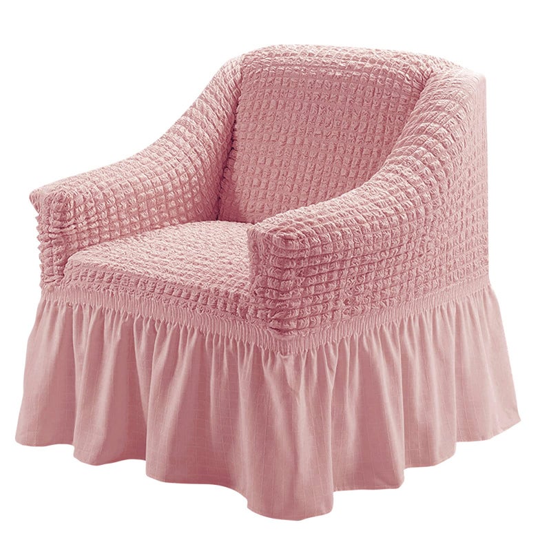 Jeloris Stretch Loveseat Slipcover Easy Fitted Sofa Couch Cover with Skirt, Durable Washable Universal High Elastic Furniture Protector for Kids, Pets (Medium, Pink) - Image 1