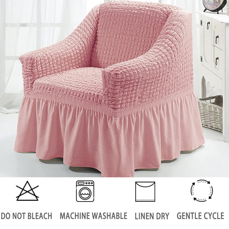 Jeloris Stretch Loveseat Slipcover Easy Fitted Sofa Couch Cover with Skirt, Durable Washable Universal High Elastic Furniture Protector for Kids, Pets (Medium, Pink) - Image 5