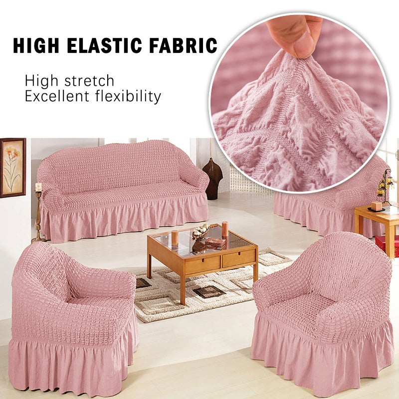 Jeloris Stretch Loveseat Slipcover Easy Fitted Sofa Couch Cover with Skirt, Durable Washable Universal High Elastic Furniture Protector for Kids, Pets (Medium, Pink) - Image 2