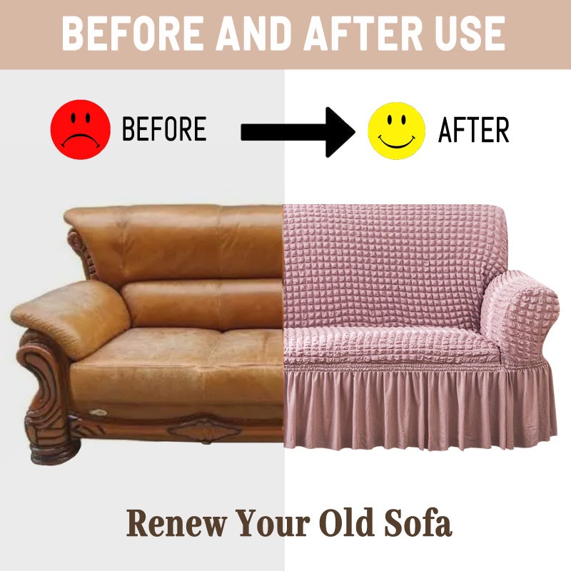 Jeloris Stretch Loveseat Slipcover Easy Fitted Sofa Couch Cover with Skirt, Durable Washable Universal High Elastic Furniture Protector for Kids, Pets (Medium, Pink) - Image 4