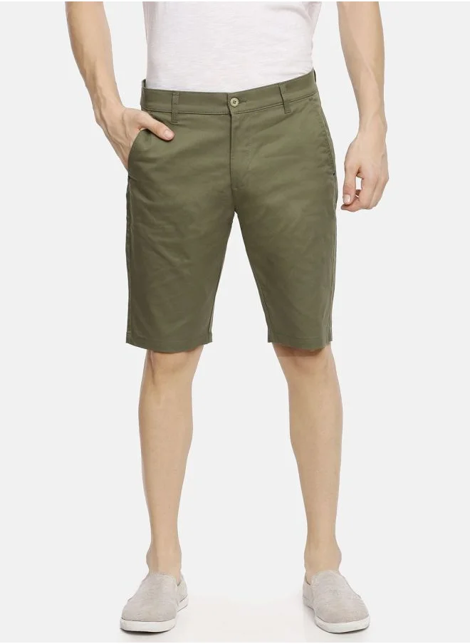 The Indian Garage Co Men Slim Fit Solid Mid-Rise Woven Shorts