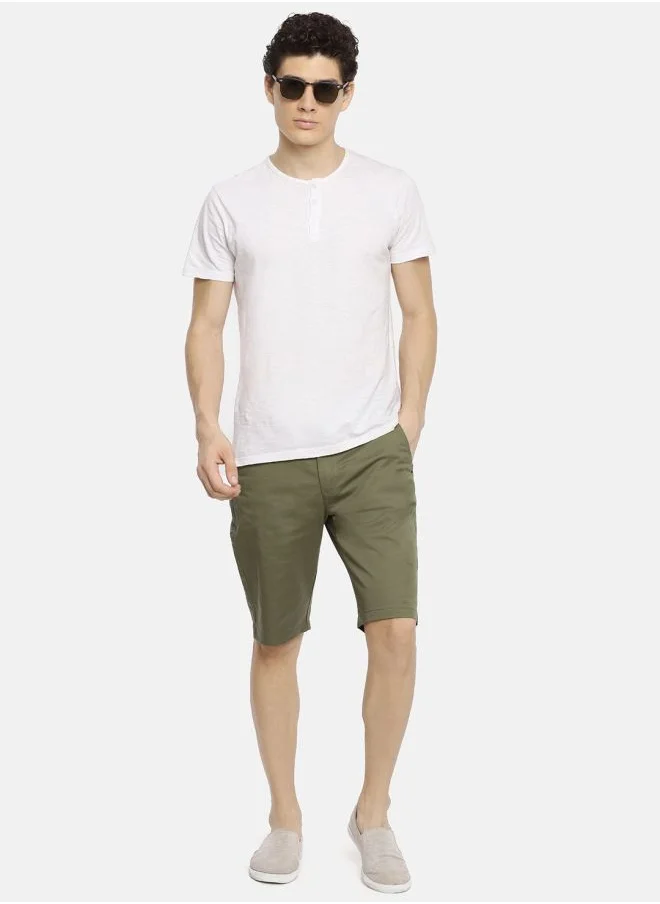 The Indian Garage Co Men Slim Fit Solid Mid-Rise Woven Shorts