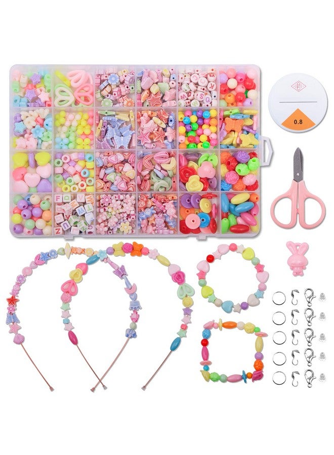 إليكتومانيا مجموعة صنع أساور إليكتومانيا، 600 قطعة، مجموعة صنع أساور للبنات، مجموعة صنع مجوهرات، أنواع وأشكال مختلفة من خرز الأكريليك الملون للأطفال فوق سن ثلاث سنوات، متعددة الاستخدامات - Image 1