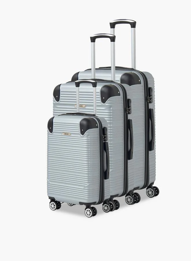 Wave Textured Hardcase Luggage Trolley With Retractable Handle - 24 Inches Check-In Bag