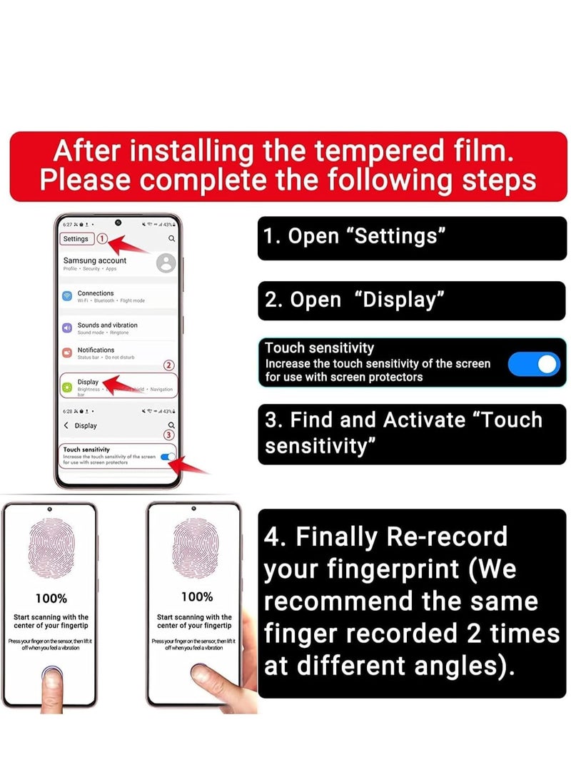 Tersely - [3+3 Pack] 9H Tempered Glass Screen Protector for Samsung Galaxy S24 Ultra 5G, with Installation Alignment Frame Support Fingerprint Unlock Anti-Scratch Film Screen Protector - Image 1