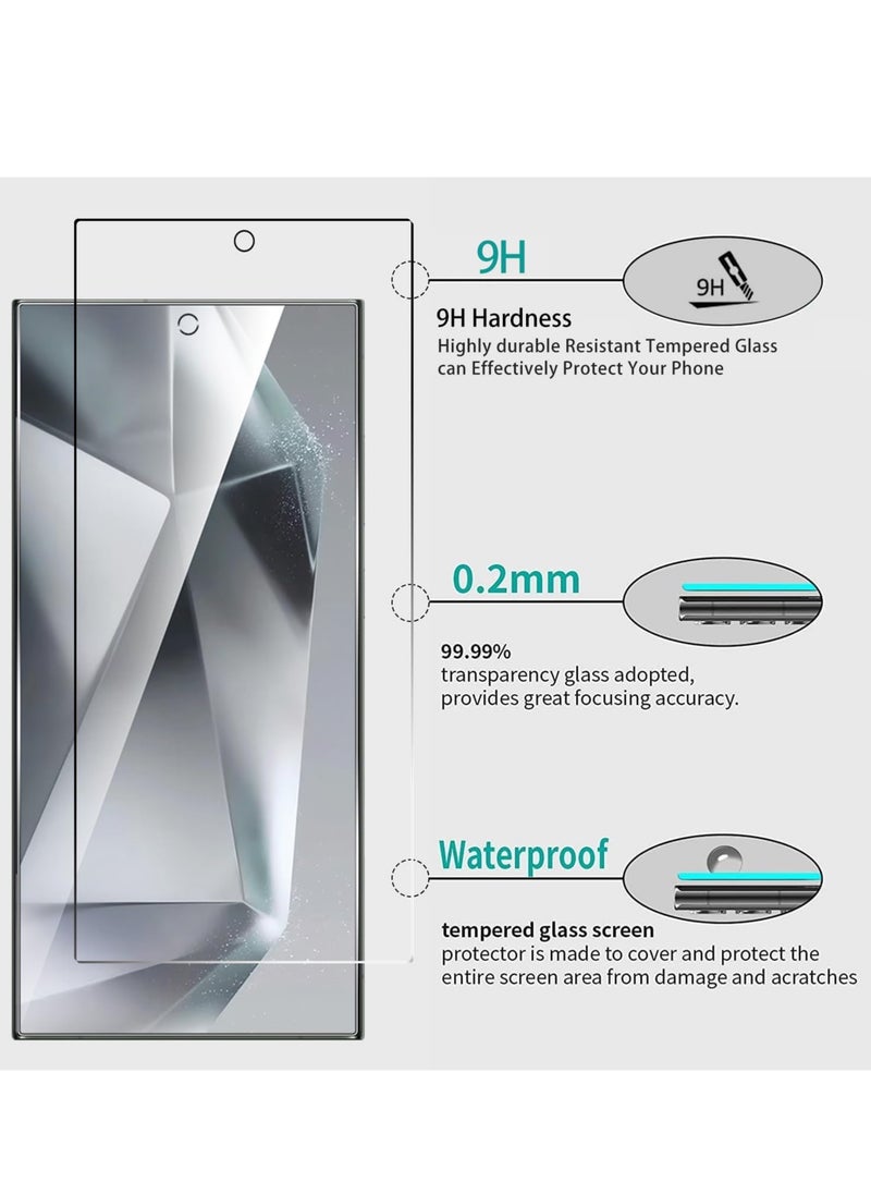 Tersely - [3+3 Pack] 9H Tempered Glass Screen Protector for Samsung Galaxy S24 Ultra 5G, with Installation Alignment Frame Support Fingerprint Unlock Anti-Scratch Film Screen Protector - Image 1