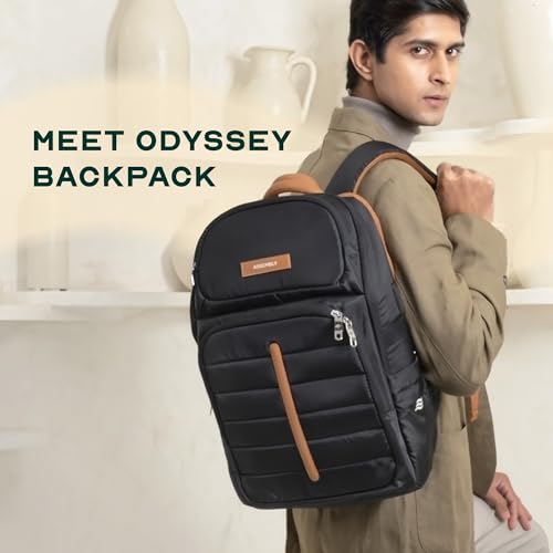 THE ASSEMBLY Assembly Odyssey Weekender Laptop Backpack, Premium Polyester with Felt-Lined 15.6" Compartment, Adjustable Straps, Water-Resistant Black - Image 2