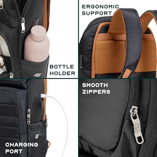 THE ASSEMBLY Assembly Odyssey Weekender Laptop Backpack, Premium Polyester with Felt-Lined 15.6" Compartment, Adjustable Straps, Water-Resistant Black - Image 3