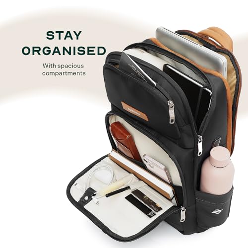 THE ASSEMBLY Assembly Odyssey Weekender Laptop Backpack, Premium Polyester with Felt-Lined 15.6" Compartment, Adjustable Straps, Water-Resistant Black - Image 4