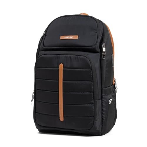 THE ASSEMBLY Assembly Odyssey Weekender Laptop Backpack, Premium Polyester with Felt-Lined 15.6" Compartment, Adjustable Straps, Water-Resistant Black - Image 1