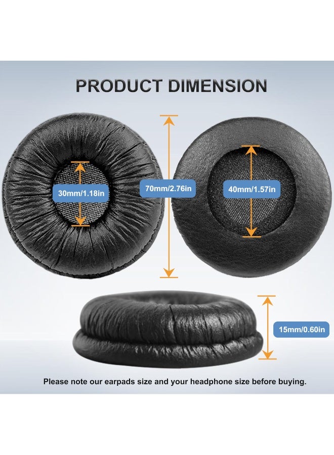 شابية وسائد أذن بديلة لسماعات الرأس سوني، وسائد أذن متوافقة مع سماعات الرأس سوني MDR- ZX100 ZX110 ZX110NC WH-CH500 CH520 CH510 V150 V250 V200 JBL Tune 450BT 500BT 510BT 660NC وسائد أذن 70 مم (عبوة من قطعتين) - Image 2