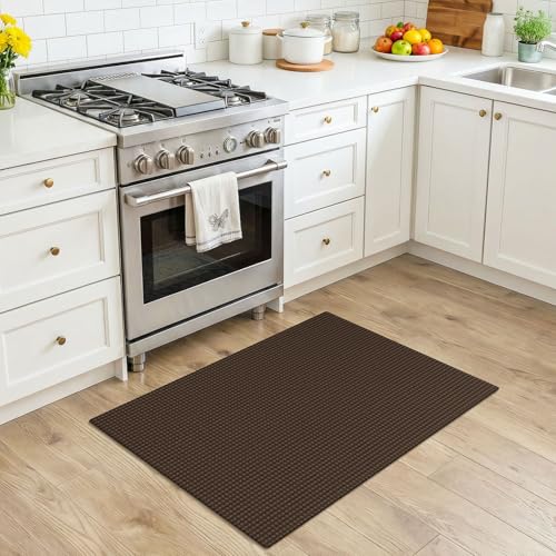 KOZYFLY Indoor Door Mat 2x3 ft Small Area Rugs Washable Front Door Mat Non Slip Rubber Backed Entryway Rug Cotton Entrance Doormat for Front Porch Bathroom Kitchen Bedroom BrownDark Brown - Image 3