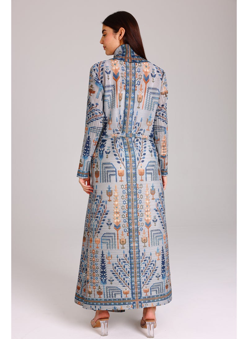 IKKXA Bohemian Prints Open Belted Freesize Abaya ABY1192 Multicolor - Image 4