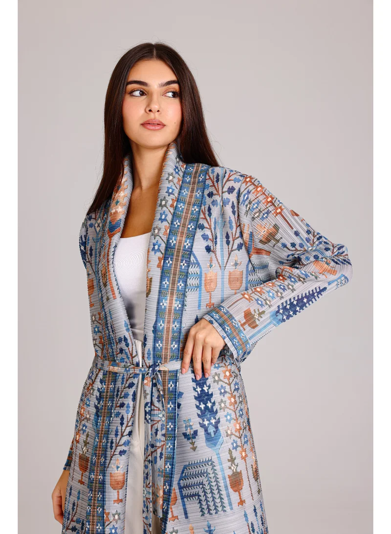 IKKXA Bohemian Prints Open Belted Freesize Abaya ABY1192 Multicolor