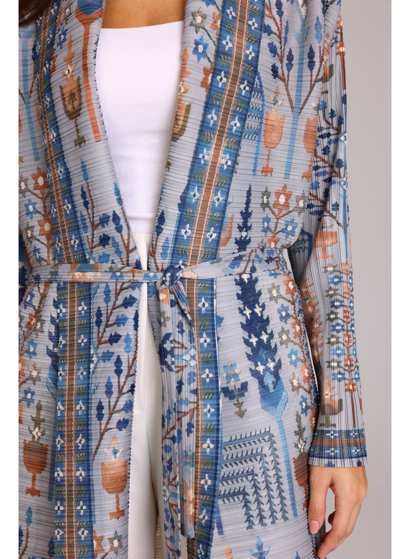 IKKXA Bohemian Prints Open Belted Freesize Abaya ABY1192 Multicolor - Image 5